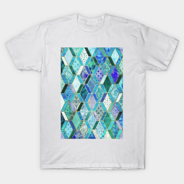 Sapphire & Emerald Diamond Patchwork Pattern T-Shirt by micklyn